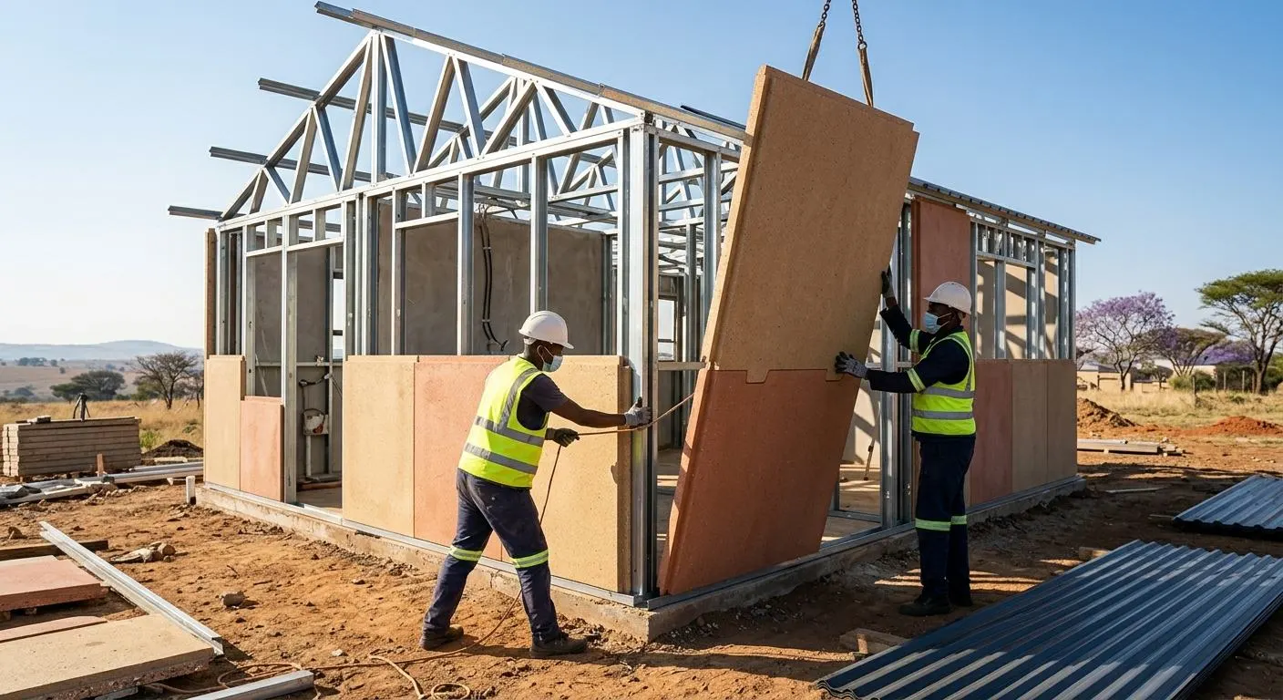 Concept render of a wall panel being installed